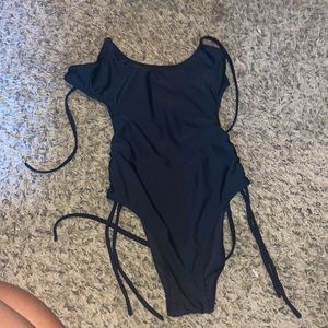Swimsuit, black, shoes back side